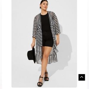 Chiffon Hi Low Print Mix Kimono